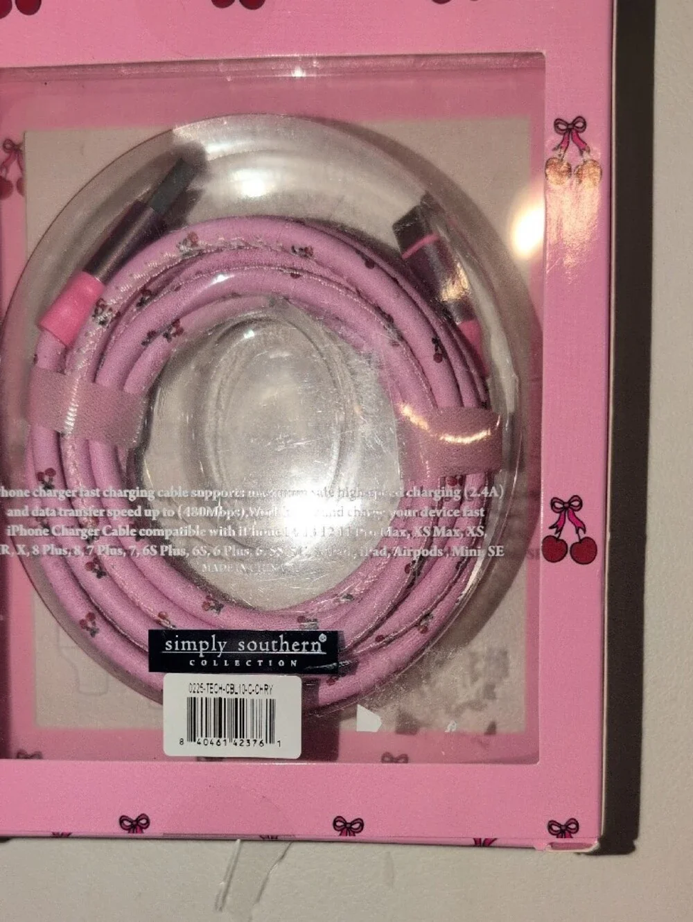 Simply Southern Pink USB-C to USB Rapid Charging Cable 10 Ft